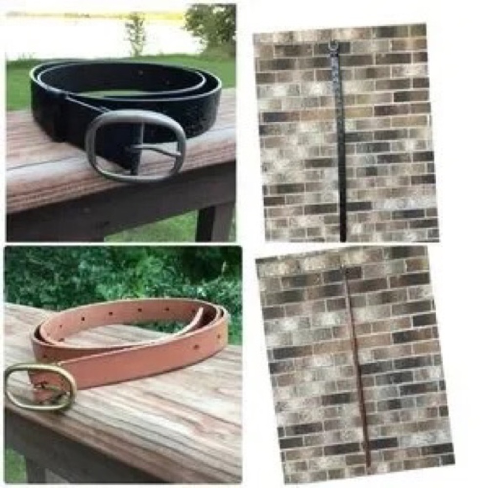 A set of two belts, one black floral belt & one a golden brown belt - Picture 5 of 5